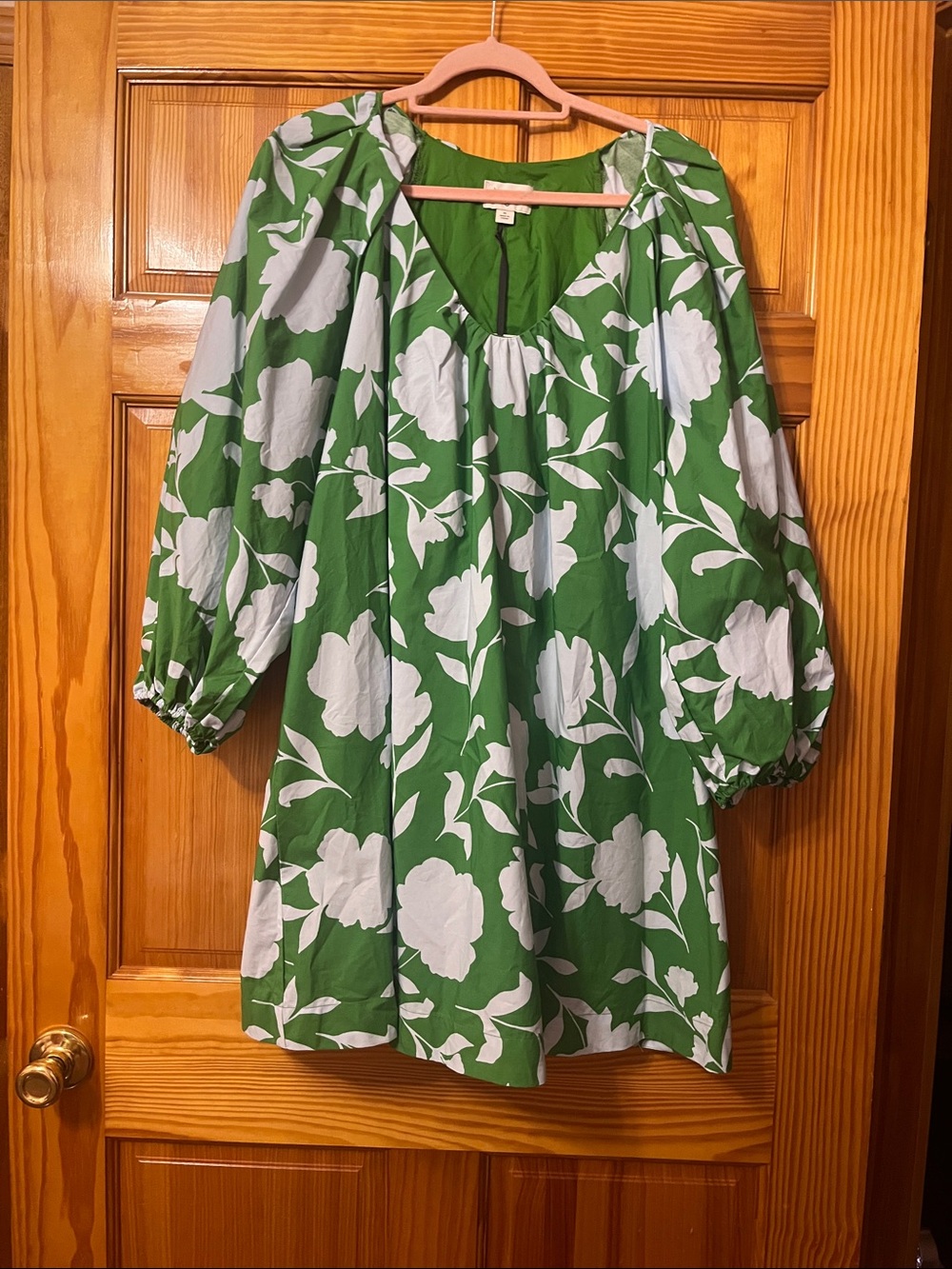kate spade Green and White Floral Puff-Sleeve mini Dress